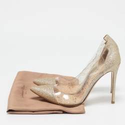 Gianvito Rossi Gold/Transparent Glitter and PVC Plexi Pumps Size 41