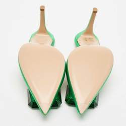 Gianvito Rossi Green Satin Jaipur Crystal Pointed Toe Mules Size 39