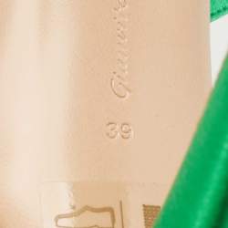 Gianvito Rossi Green Satin Jaipur Crystal Pointed Toe Mules Size 39
