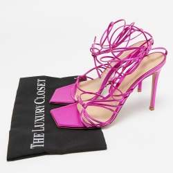 Pre Owned Gianvito Rossi Metallic Pink Leather Sylvie Sandals Size 41