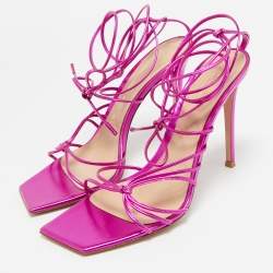 Pre Owned Gianvito Rossi Metallic Pink Leather Sylvie Sandals Size 41