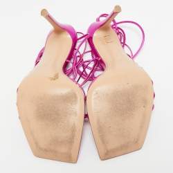 Pre Owned Gianvito Rossi Metallic Pink Leather Sylvie Sandals Size 41