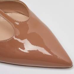 Gianvito Rossi Beige Patent Leather T-Strap D'orsay Pumps Size 40