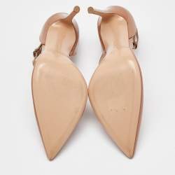 Gianvito Rossi Beige Patent Leather T-Strap D'orsay Pumps Size 40