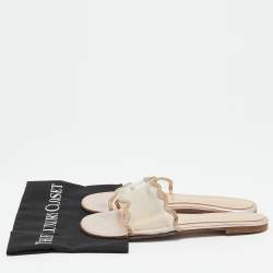 Pre Owned Gianvito Rossi Gold/Transparent Leather and PVC Crystal Embellished Flat Sandals Size 40