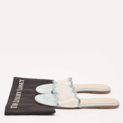 Gianvito Rossi Blue PVC and Suede Wavy Flat Sandals Size 40