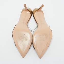 Pre Owned Gianvito Rossi Gold PVC and Leather Elle Slide Sandals Size 40