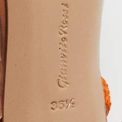 Pre Owned Gianvito Rossi Transparent/Orange PVC and Suede Embellished Hortensia Pumps Size 36.5
