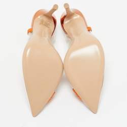 Pre Owned Gianvito Rossi Transparent/Orange PVC and Suede Embellished Hortensia Pumps Size 36.5