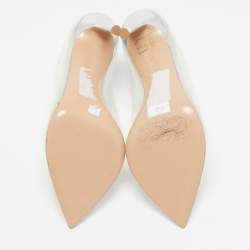 Gianvito Rossi Transparent PVC Crystal Embellished Sigma Mules Size 37
