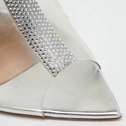 Gianvito Rossi Transparent PVC Crystal Embellished Sigma Mules Size 37