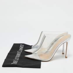 Gianvito Rossi Transparent PVC Crystal Embellished Sigma Mules Size 37