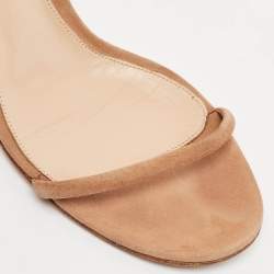 Gianvito Rossi Beige Suede Slide Sandals Size 37.5