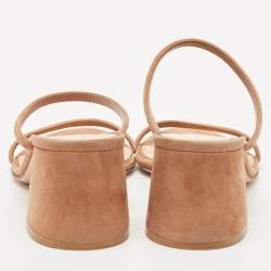 Gianvito Rossi Beige Suede Slide Sandals Size 37.5