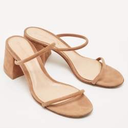 Gianvito Rossi Beige Suede Slide Sandals Size 37.5
