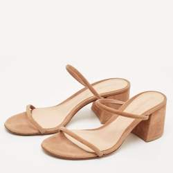 Gianvito Rossi Beige Suede Slide Sandals Size 37.5