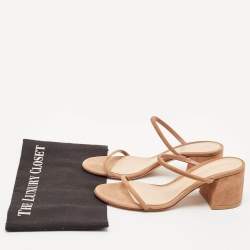 Gianvito Rossi Beige Suede Slide Sandals Size 37.5