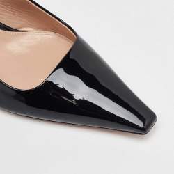 Pre Owned Gianvito Rossi Black Patent Leather Slingback Block Heel Pumps Size 38