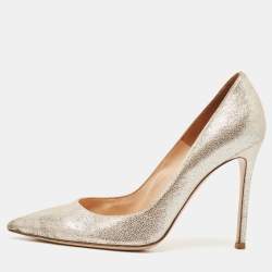 Gianvito Rossi Metallic Suede Pointed Toe Pumps Size 40