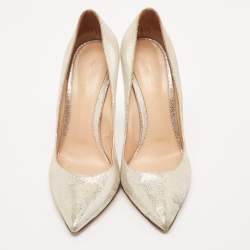 Gianvito Rossi Metallic Suede Pointed Toe Pumps Size 40