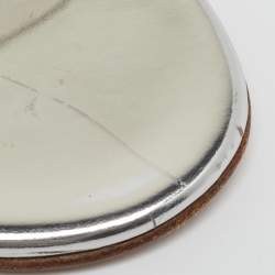 Pre Owned Gianvito Rossi Silver/Transparent PVC and Patent Crisscross Ankle Strap Sandals Size 38.5