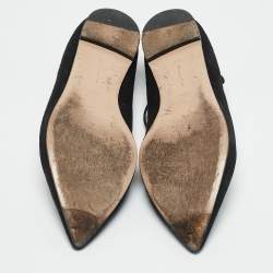 Gianvito Rossi Black Suede Femi Ankle Wrap Pointed Toe Flats Size 38.5