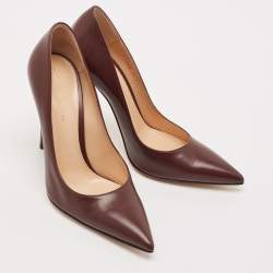 Gianvito Rossi Dark Burgundy Leather Gianvito 105 Pointed Toe Pumps Size 37