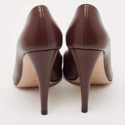 Gianvito Rossi Dark Burgundy Leather Gianvito 105 Pointed Toe Pumps Size 37