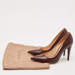Gianvito Rossi Dark Burgundy Leather Gianvito 105 Pointed Toe Pumps Size 37