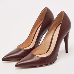 Gianvito Rossi Dark Burgundy Leather Gianvito 105 Pointed Toe Pumps Size 37