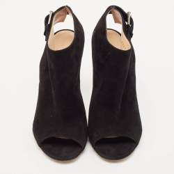 Gianvito Rossi Black Suede Slingback Booties Size 38.5