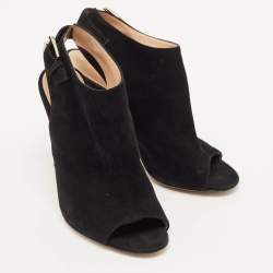 Gianvito Rossi Black Suede Slingback Booties Size 38.5