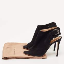 Gianvito Rossi Black Suede Slingback Booties Size 38.5