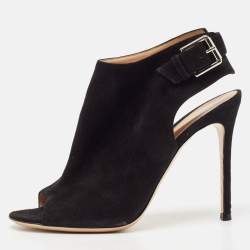 Gianvito Rossi Black Suede Slingback Booties Size 38.5