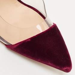 Gianvito Rossi Burgundy Velvet and PVC Plexi Pumps Size 40