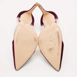 Gianvito Rossi Burgundy Velvet and PVC Plexi Pumps Size 40