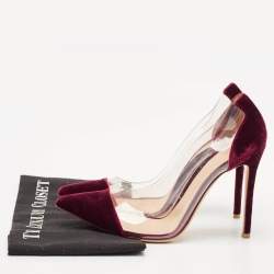 Gianvito Rossi Burgundy Velvet and PVC Plexi Pumps Size 40