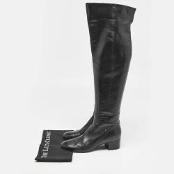 Pre Owned Gianvito Rossi Black Leather Over The Knee Boots Size 39.5