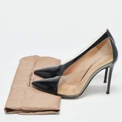 Gianvito Rossi Black Patent Leather and PVC Plexi Pointed Toe Pumps Size 41