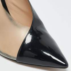 Gianvito Rossi Black Patent Leather and PVC Plexi Pointed Toe Pumps Size 41