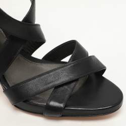 Pre Owned Gianvito Rossi Black Leather Ankle Strap Sandals Size 41