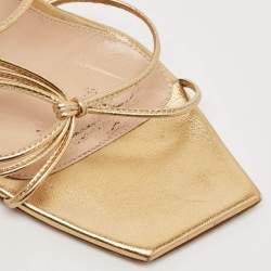 Pre Owned Gianvito Rossi Gold Leather Spice Ankle Wrap Sandals Size 38