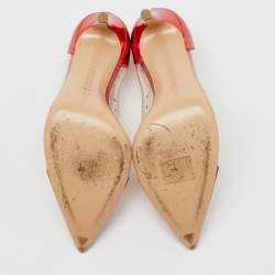 Gianvito Rossi Metallic Burgundy Leather and PVC Plexi Pointed Toe Pumps Size 38.5