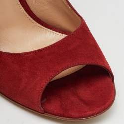 مملوكة مسبقًا Gianvito Rossi Red Suede Open Toe Ankle Strap Pumps Size 38