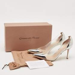 Gianvito Rossi Silver Patent Leather and PVC Plexi Pumps Size 38
