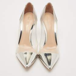 Gianvito Rossi Silver Patent Leather and PVC Plexi Pumps Size 38