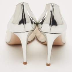 Gianvito Rossi Silver Patent Leather and PVC Plexi Pumps Size 38