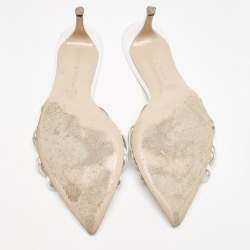 Pre Owned Gianvito Rossi White Leather Strappy Slide Sandals Size 39