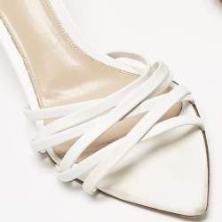 Pre Owned Gianvito Rossi White Leather Strappy Slide Sandals Size 39