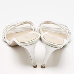 Pre Owned Gianvito Rossi White Leather Strappy Slide Sandals Size 39